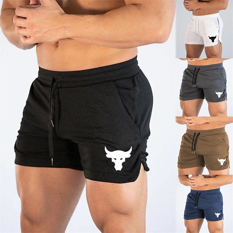 Men's Outdoor Runing Sport Fitness Breathable Wear Resistant Pockets Light Pattern Print Shorts
