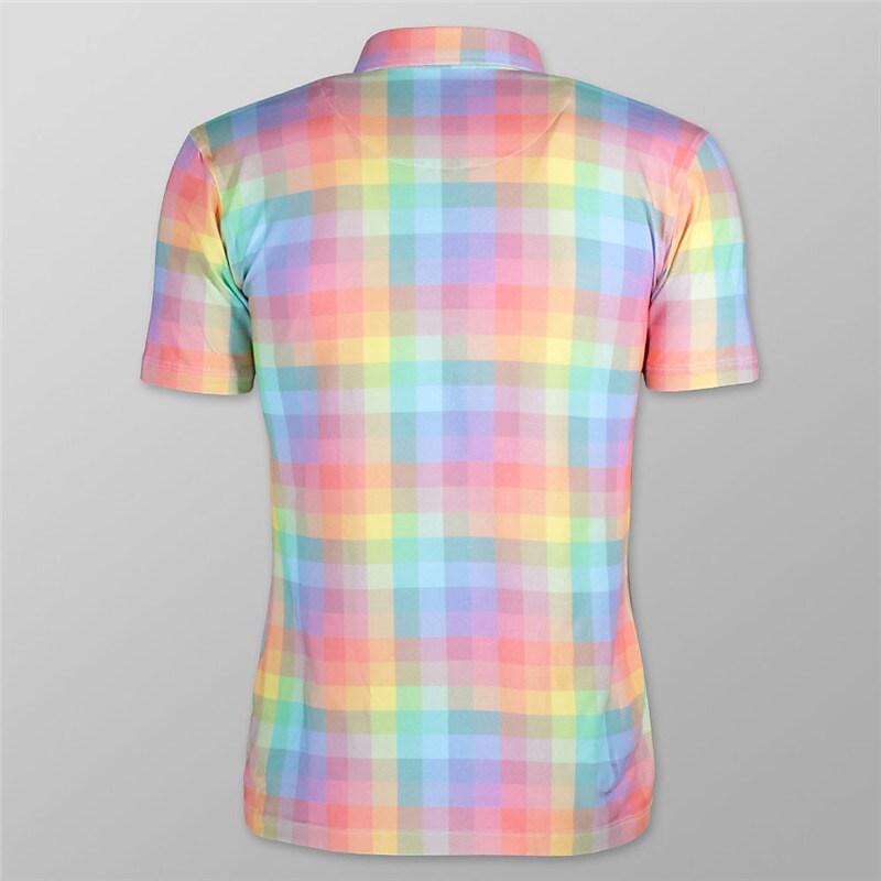 Men's Polo Golf Shirt Plaid Graphic Prints Turndown Rainbow Outdoor Street Short Sleeves Button-Down Print  Casual Soft Top