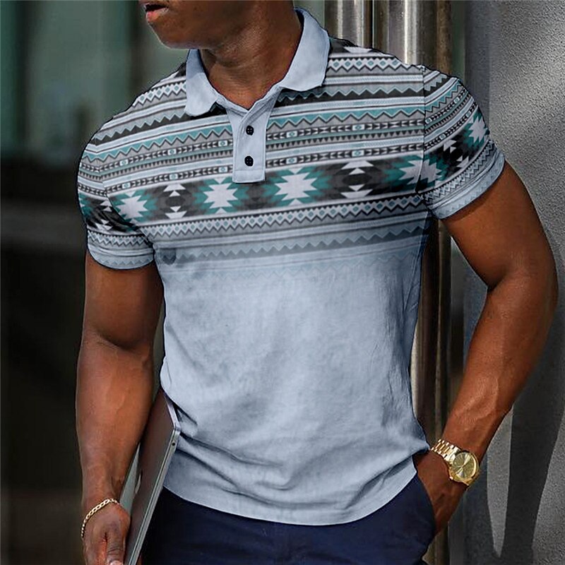 Men's Golf Outdoor Fashion Street Breathable Comfortable Soft Print Short Sleeves Polo Shirt