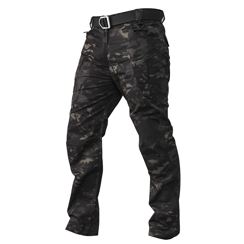 Men's sports outdoor hiking multi-pocket solid color waterproof wear resistant cargo pants