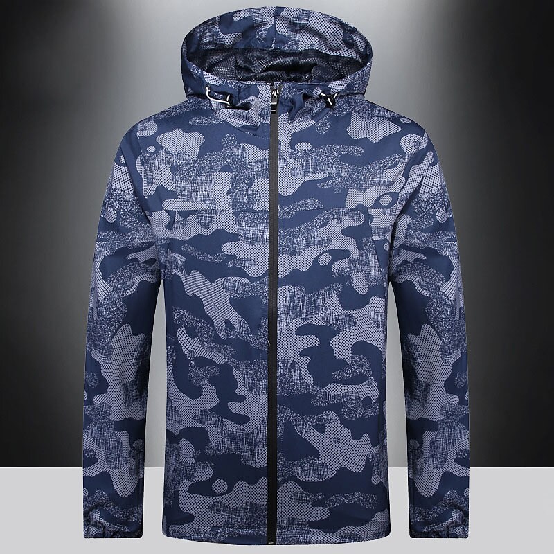 Men's Outdoor Hiking Camping Skiing Climbing Wind Proof Breathable Comfortable Camo Hooded Long Sleeve