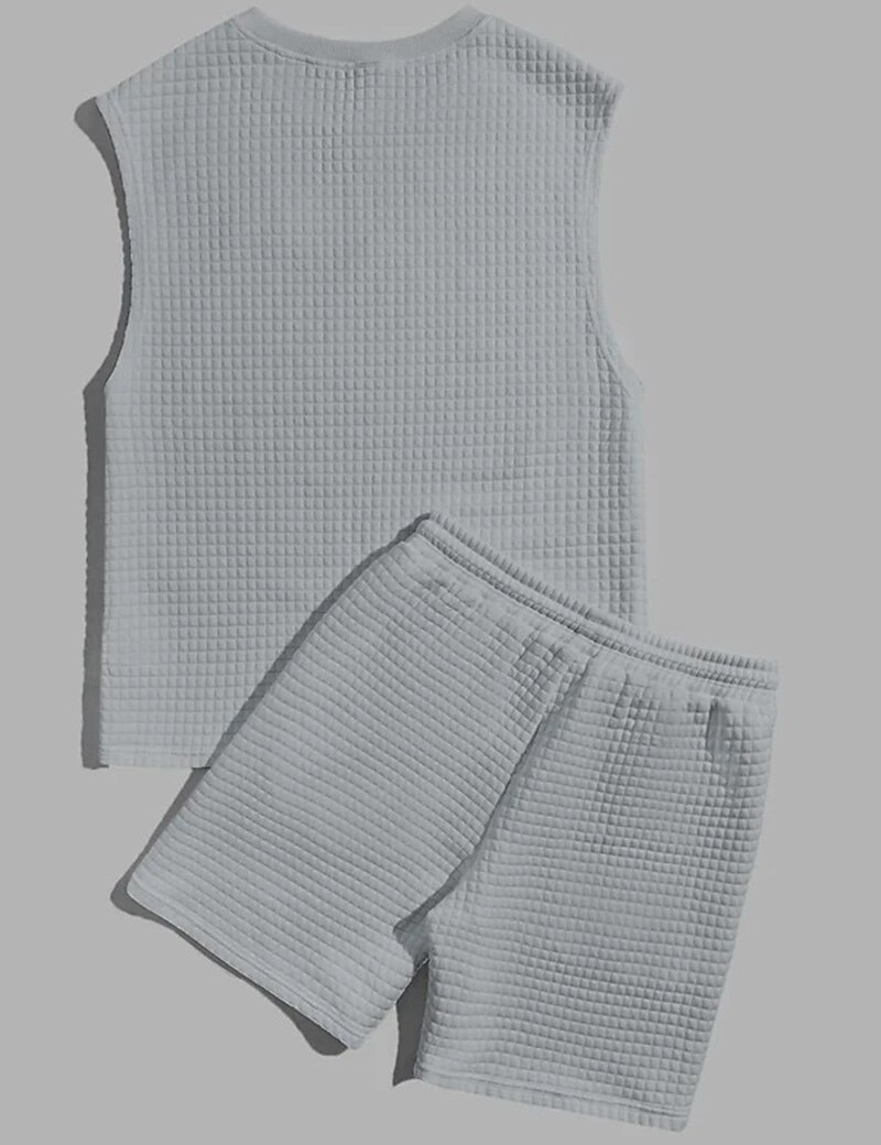 Men's Outdoor Vacation Casual Comfortable Breathable Soft Plain Vest Top Shorts Suit