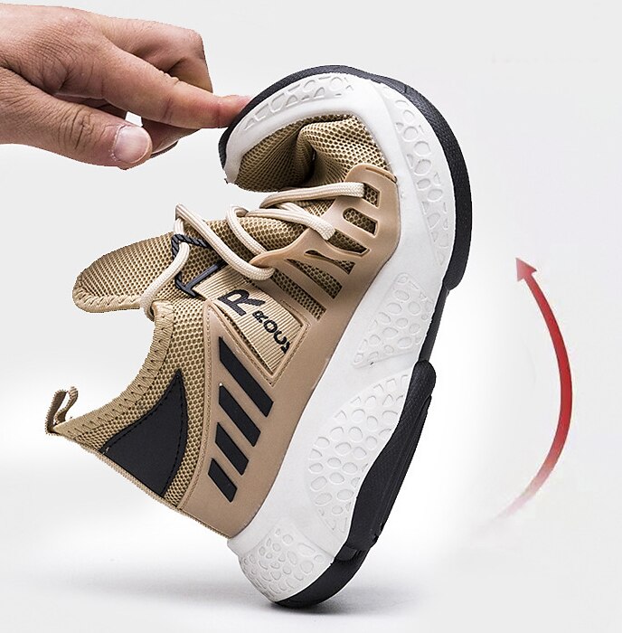 Men's Sneakers Running Shoes Athletic Flyknit Shock Absorption Cushioning Breathable Lightweight Basketball Running Rubber Knit Summer Spring Black White Khaki