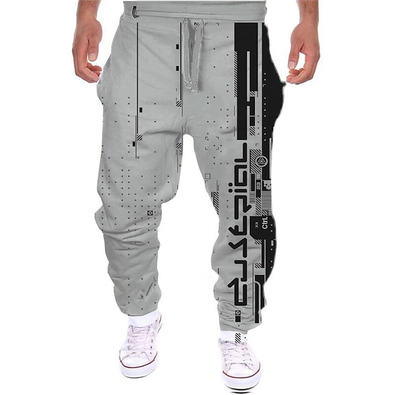 Men's Sweatpants Trousers Drawstring Side Pockets Elastic Waist Color Block Graphic Prints Comfort Breathable Sports  Casual Daily Joggers 
