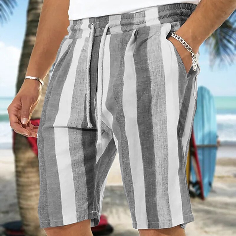 Men's Summer Beach Outdoor Street Fashion Breathable Comfortable Soft Pocket Stripe Shorts