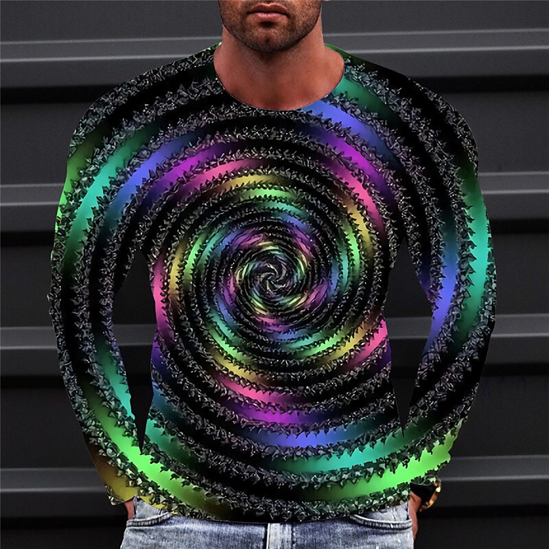 Men's T shirt Graphic Prints Crack Crew Neck 3D Print Holiday Long Sle