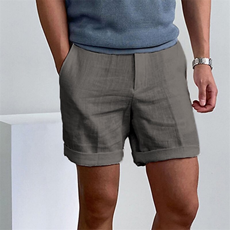 Men's Shorts Linen Shorts Summer Shorts Beach Shorts Zipper Plain Comfort Breathable Short Outdoor Daily Streetwear Linen / Cotton Blend Stylish Casual Black White Inelastic