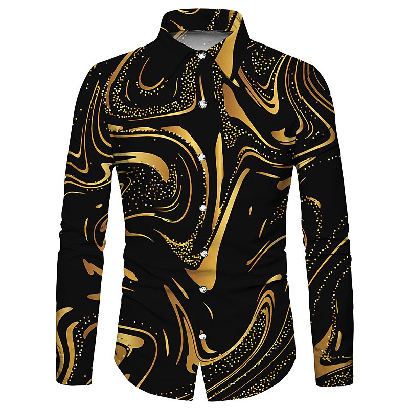 Men's Graphic Shirt 3D Print Outdoor Casual Long Sleeve Button-Down Br