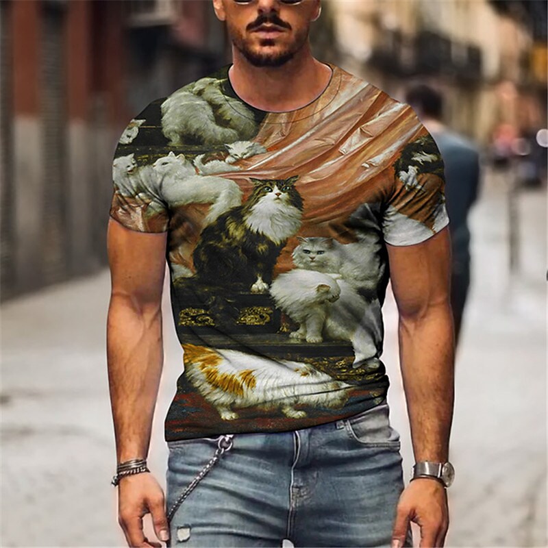 Men's T shirt Graphic Prints Crack Crew Neck 3D Print Holiday Short Sl