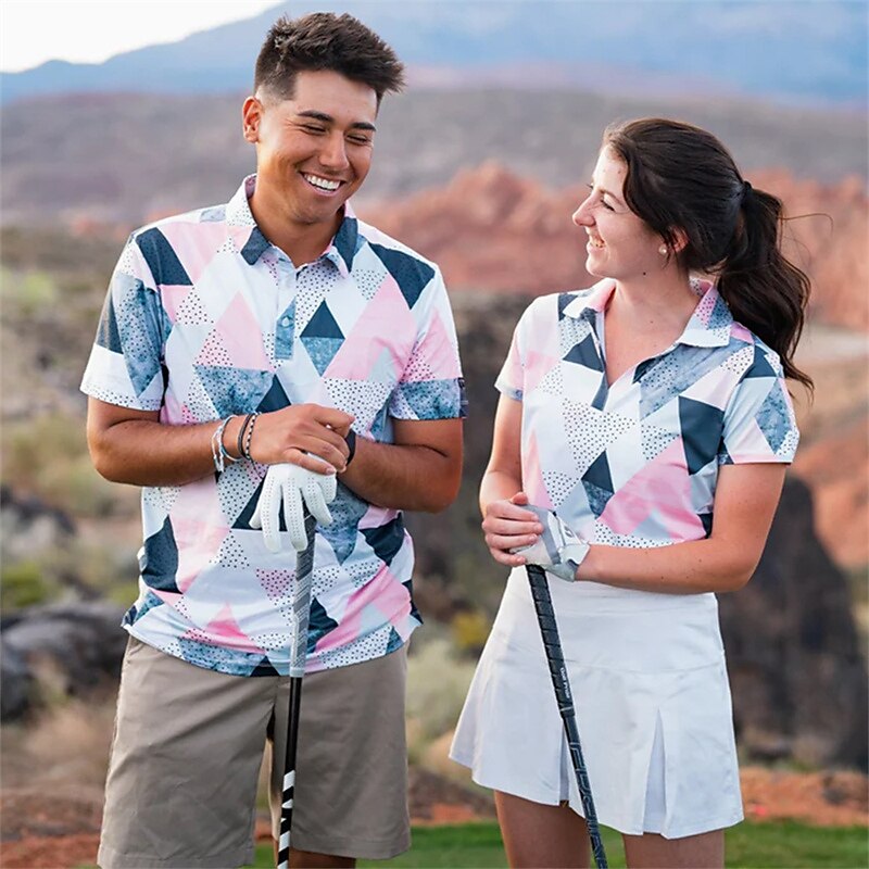 Men's Women's Matching polo Polo Shirt golf apparel Breathable Quick Dry Lightweight Short Sleeve Top Geometry Summer Golf