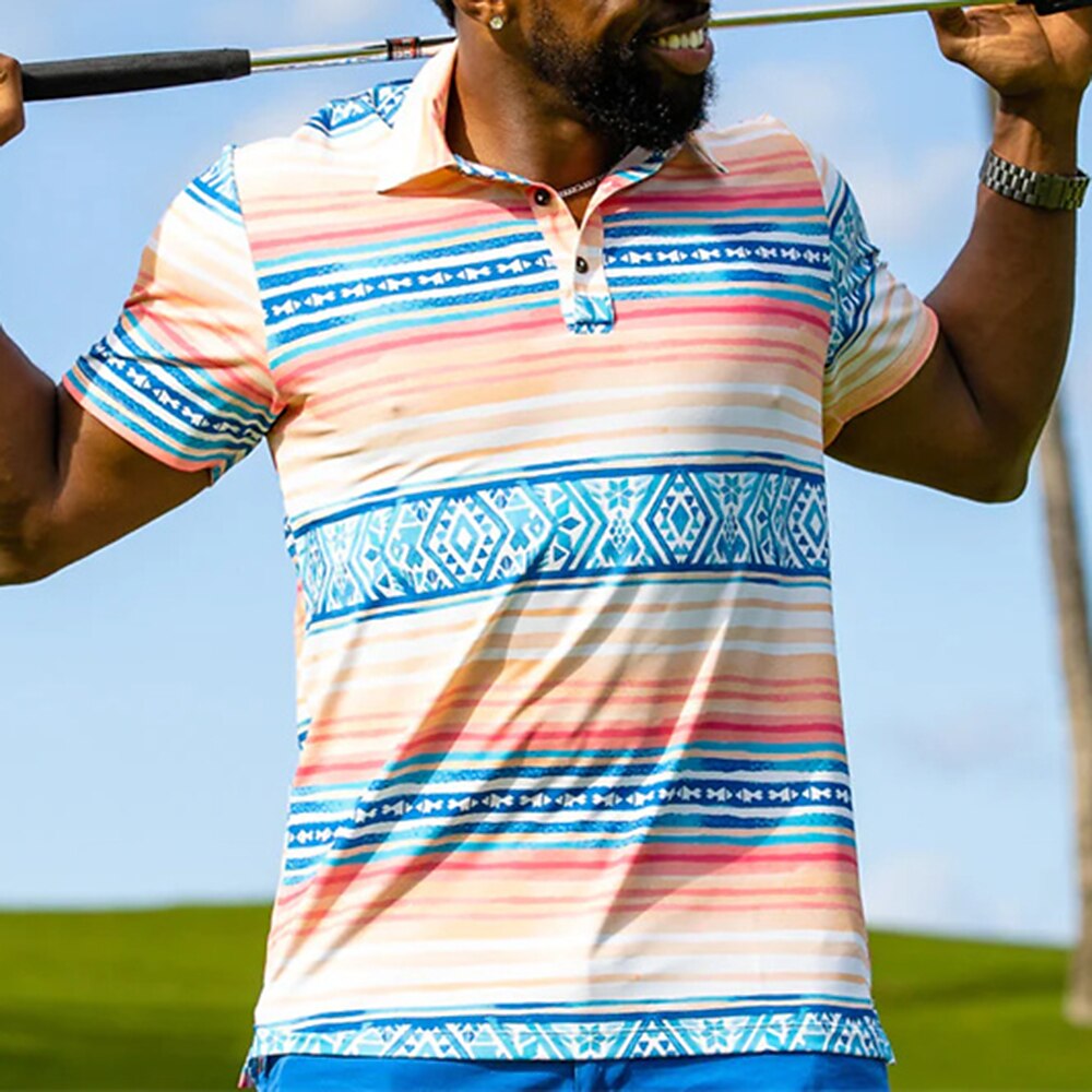 Men's Women's Matching polo Polo Shirt Golf Shirt Breathable Quick Dry Soft TopStripes Summer Spring Gym Workout Golf Badminton