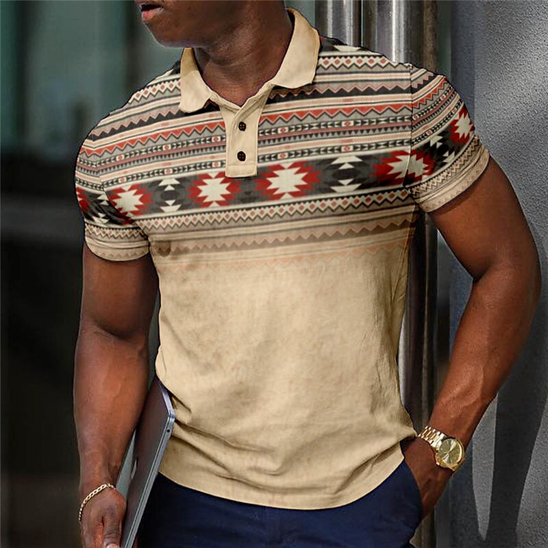 Men's Golf Outdoor Fashion Street Breathable Comfortable Soft Print Short Sleeves Polo Shirt