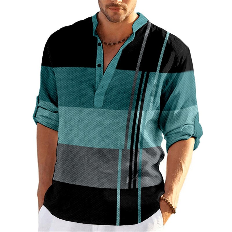 Men's Linen Outdoor Street Fashion Casual Comfortable Breathable Soft Prints Long Sleeves Shirt