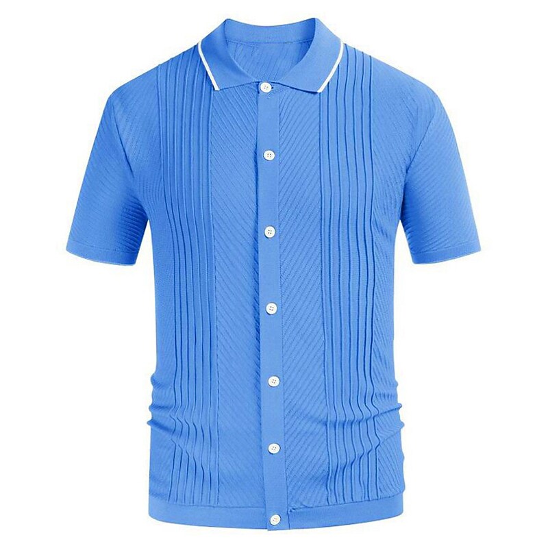 Men's Outdoor Street Casual Breathable Lightweight Comfortable Solid Color Lapel Polo Knitting Shirt