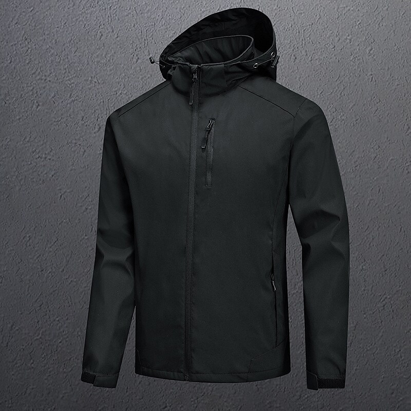 Men's Outdoor Hiking Ski Fishing Zippered Pockets Breathable Wind Proof Water Proof Solid Color Long Sleeve Jacket