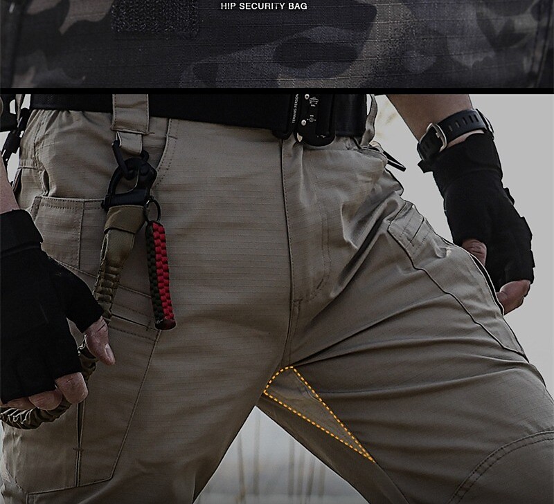 Men's sports outdoor hiking multi-pocket solid color waterproof wear resistant cargo pants