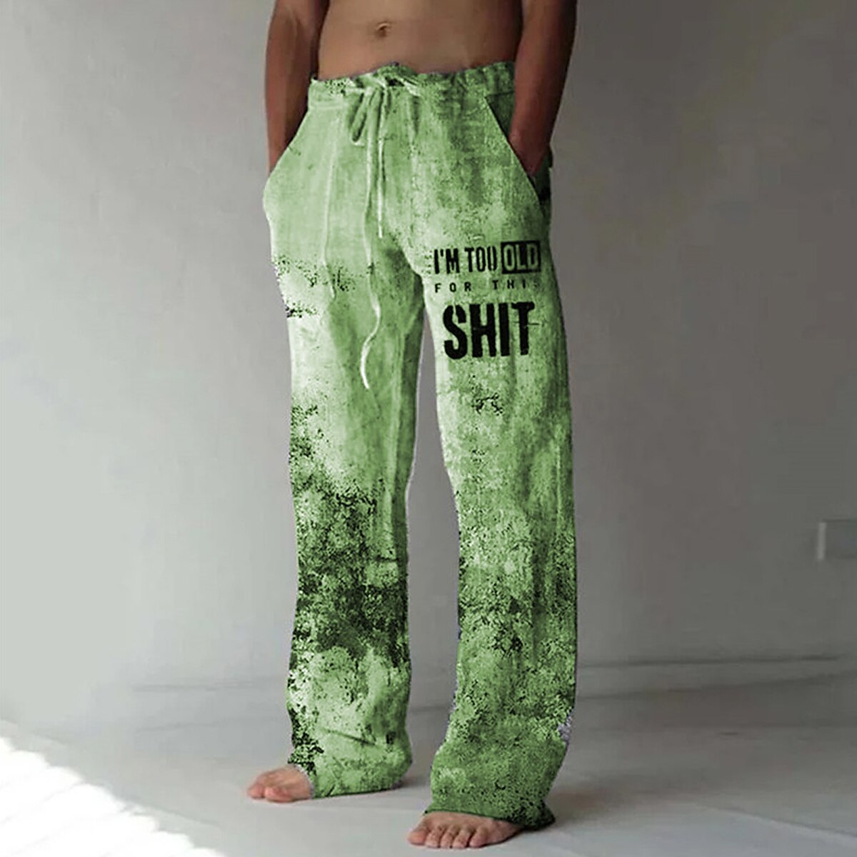 Men's Summer Pants Beach Pants Drawstring Elastic Waist Print Letter Graphic Prints Comfort Casual Daily Holiday Trousers 