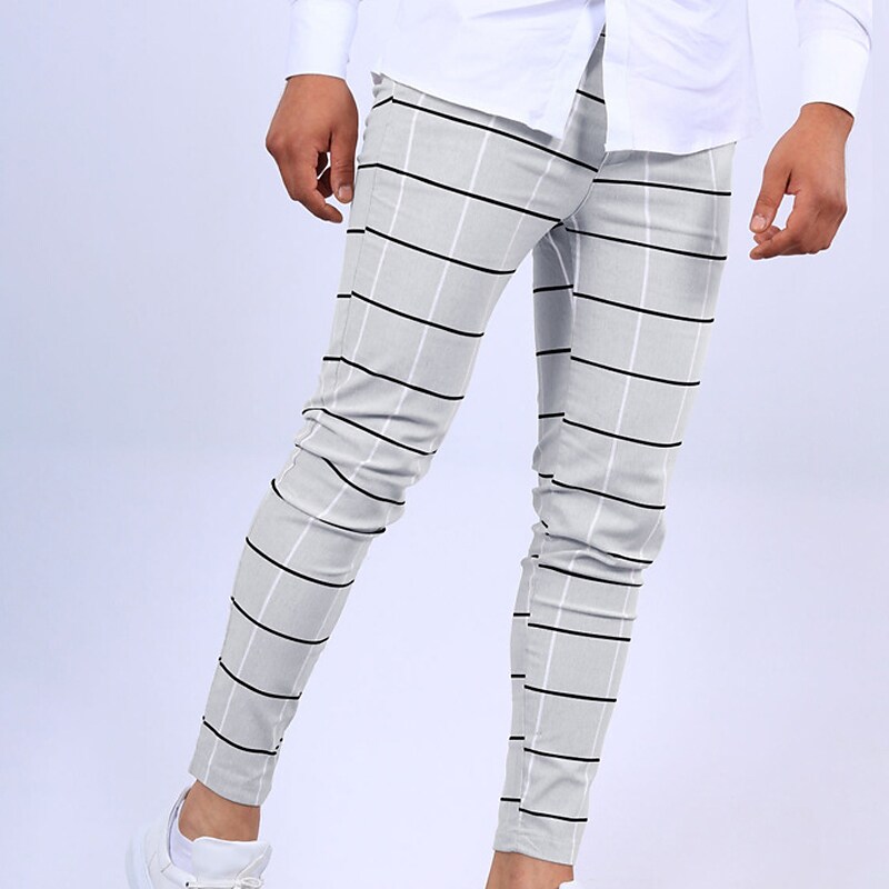 Men's Trousers Jogger Pants Plaid Breathable Soft Casual Daily Fashion Streetwear Micro-elastic Pants