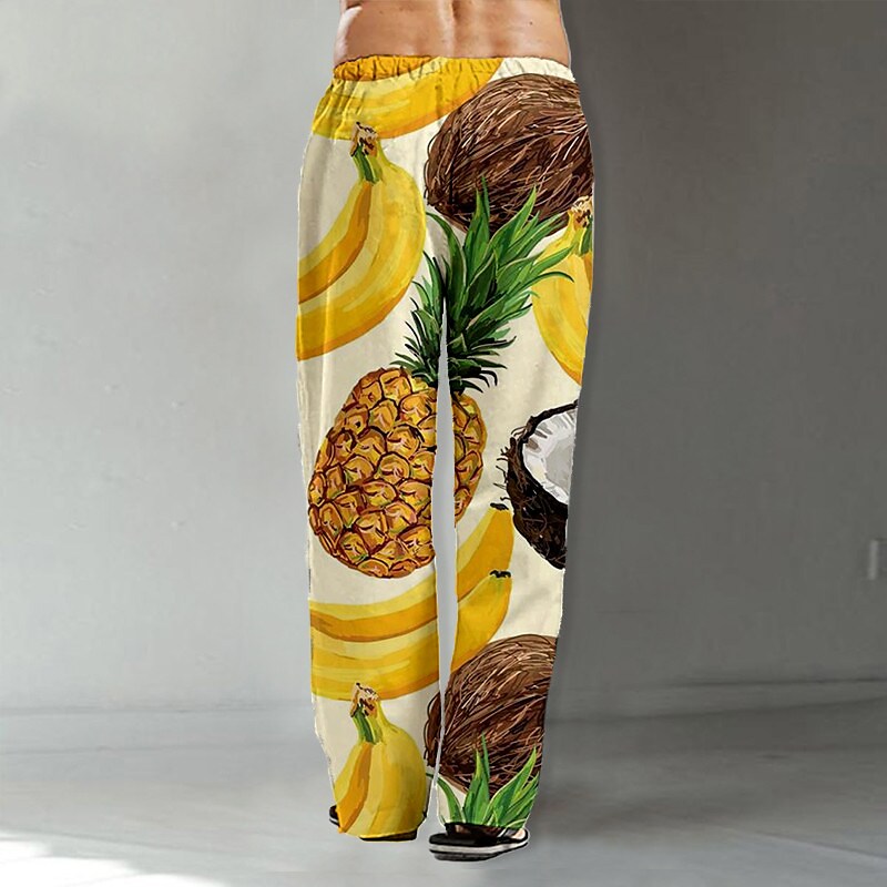 Men's Beach Pants Drawstring Elastic Waist Print Graphic Prints Comfor