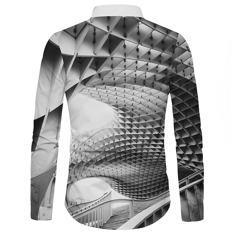 Men's Graphic Shirt 3D Print Outdoor Casual Long Sleeve Button-Down Br