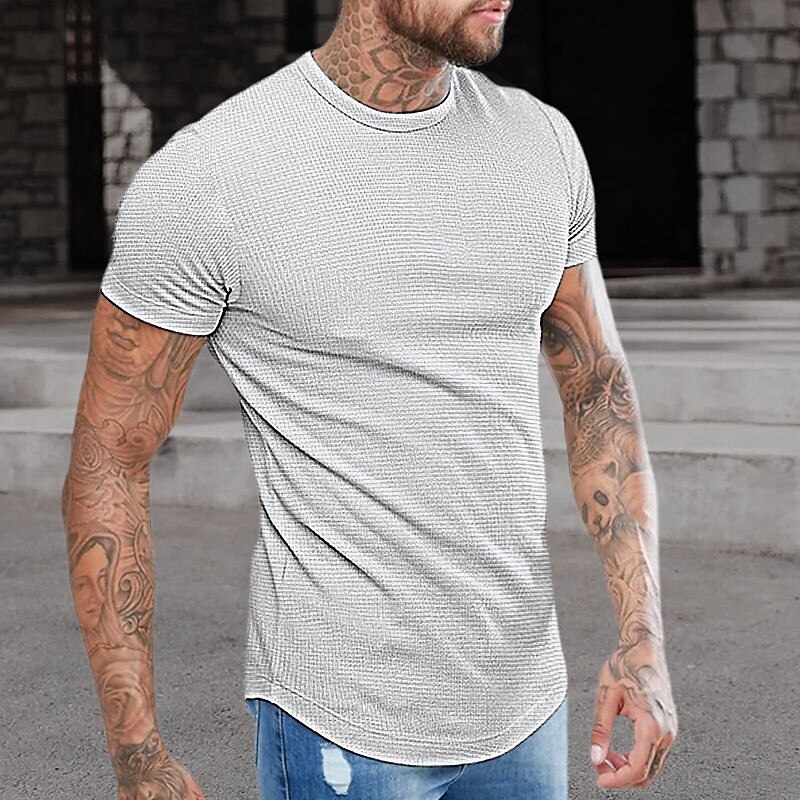 Men's Outdoor Casual Street Vacation Comfortable Breathable Light Plain Short Sleeve Shirt
