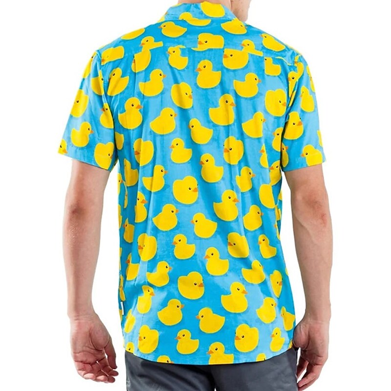 Men's Shirt Animal Graphic Prints Duck Turndown Yellow Blue Blue+Blue