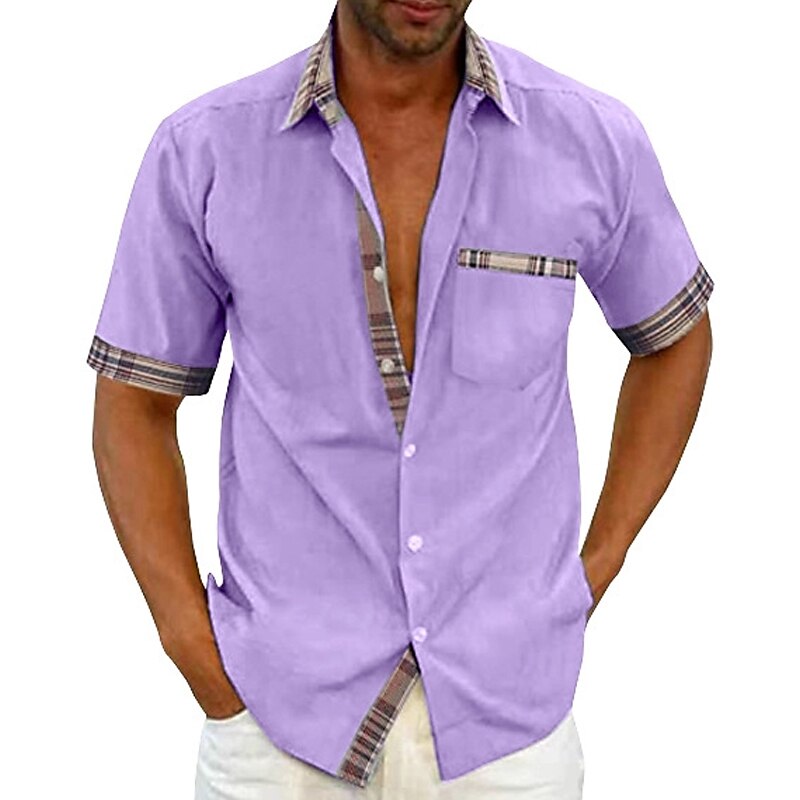 Men's Outdoor Street Casual Fashion Comfortable Breathable Plain Pocket Short Sleeves Shirt