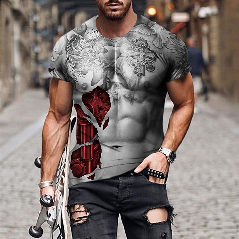 Men's T shirt Graphic Prints Crack Crew Neck 3D Print Holiday Short Sl