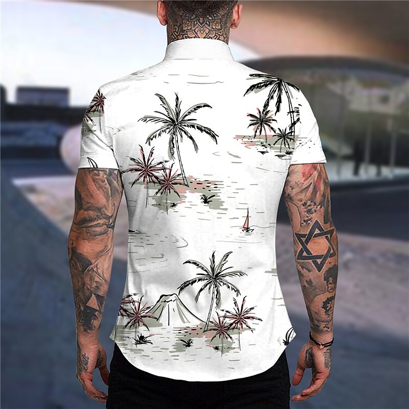 Summer Men's Hawaiian Shirt Graphic Prints Beach Turndown Casual Holiday Short Sleeve Fashion Shirt