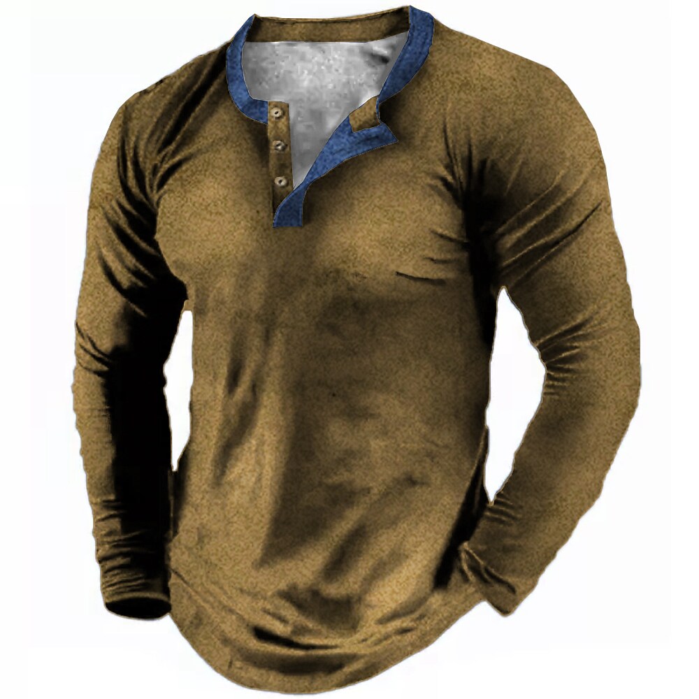 Men's Henley Shirt Graphic Henley Long Sleeve  Streetwear Comfortable Casual Sports Tops