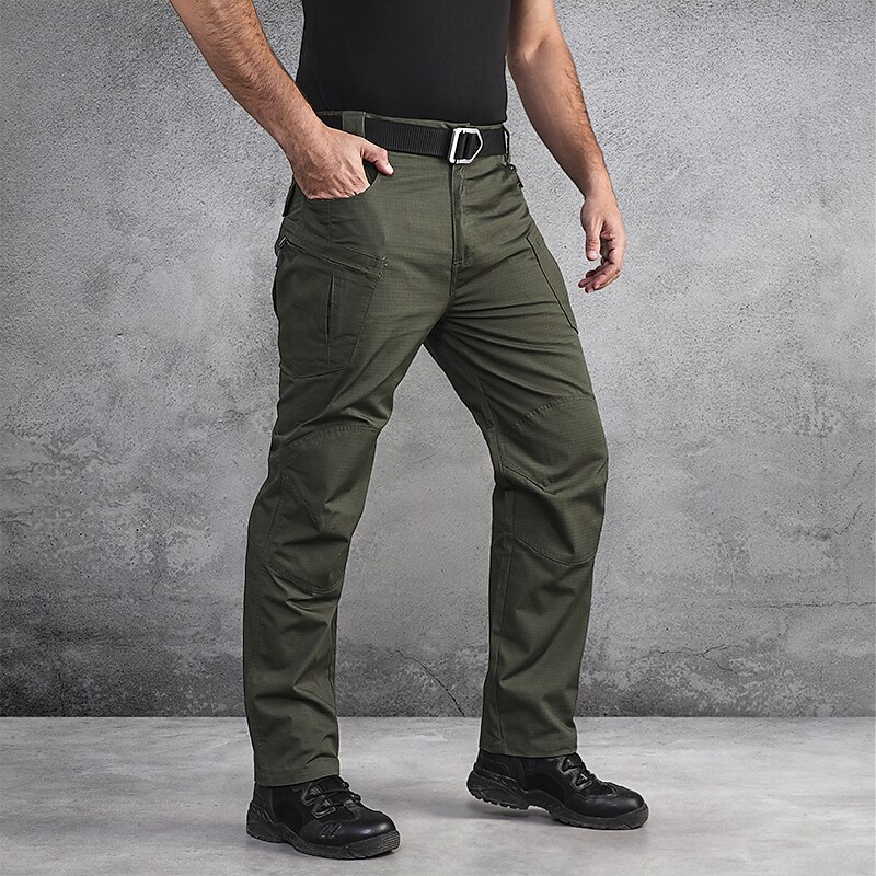 Men's sports outdoor hiking multi-pocket solid color waterproof wear resistant cargo pants