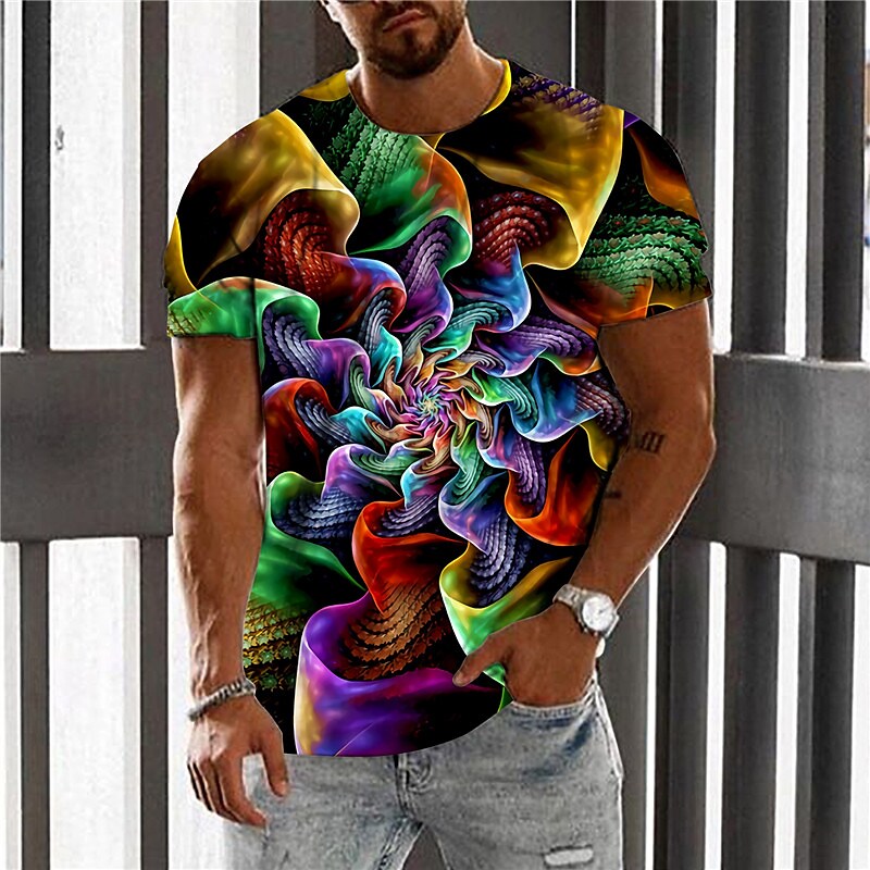 Men's T shirt Graphic Prints Crack Crew Neck 3D Print Holiday Short Sl