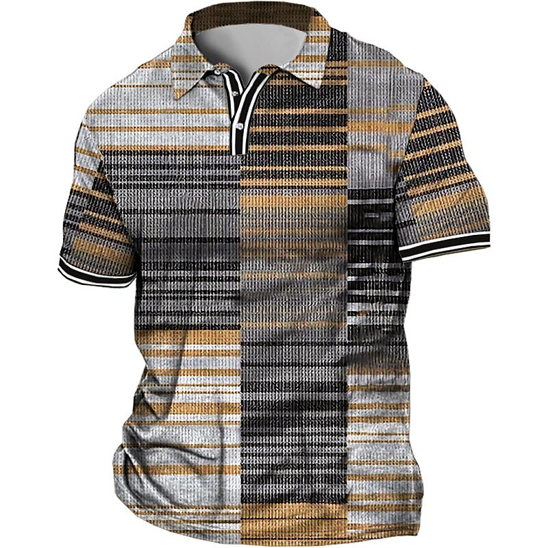 Men's Outdoor Sports Fashion Casual Breathable Comfortable Light Stripe Short Sleeve Polo Shirt