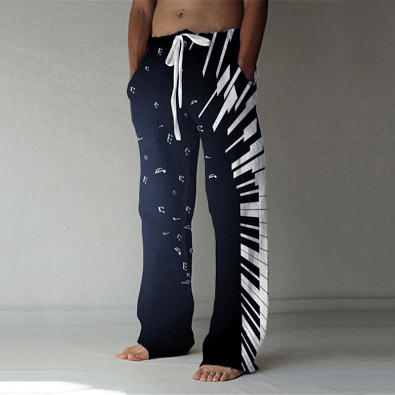 Men's Summer Pants Baggy Beach Pants 3D Print Elastic Drawstring Desig