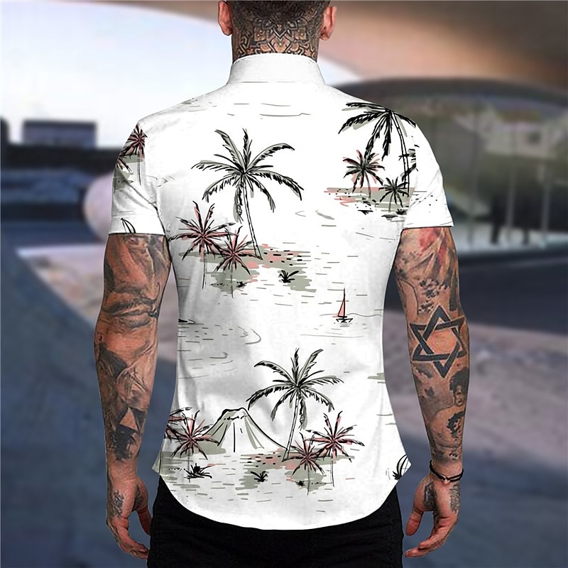 Men's Hawaiian Shirt Graphic Coconut Tree Turndown Print Outdoor Stree