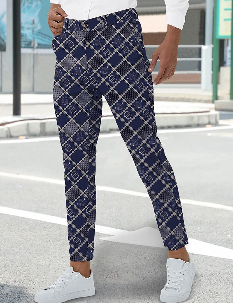 Men's Trousers Chinos Chino Pants Pocket Plaid Comfort Breathable Business Daily Fashion Casual Black Wine