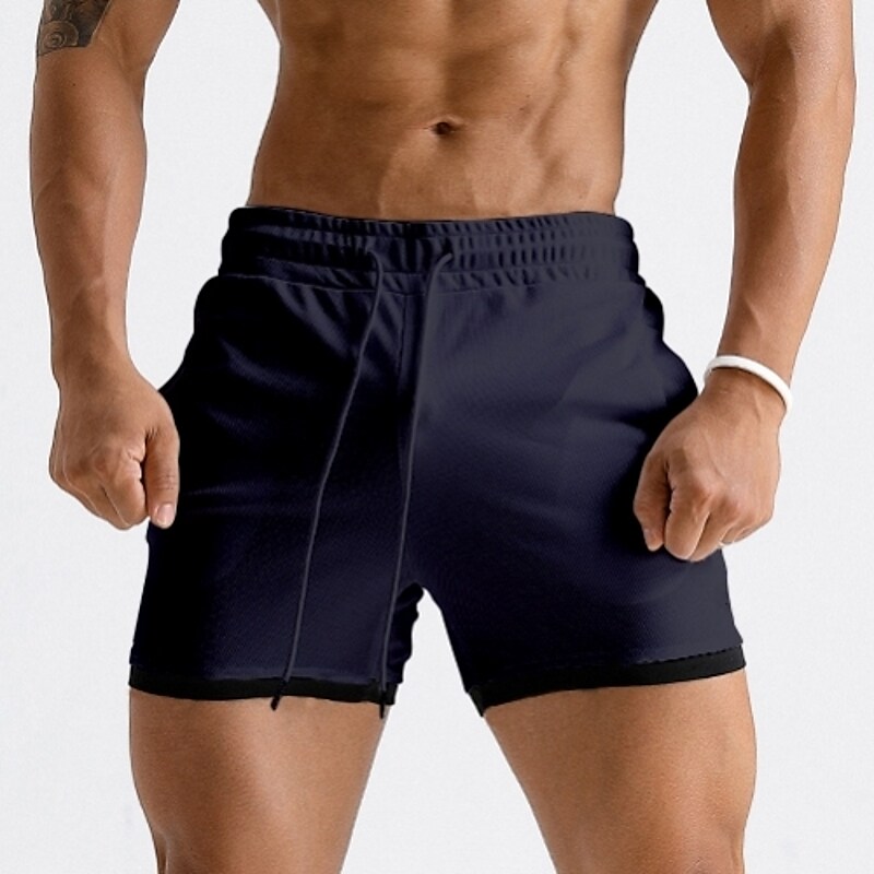 Men's Running Gym Shorts Drawstring Side Pockets Shorts Athletic Breathable Soft Quick Dry Fitness Sportswear 