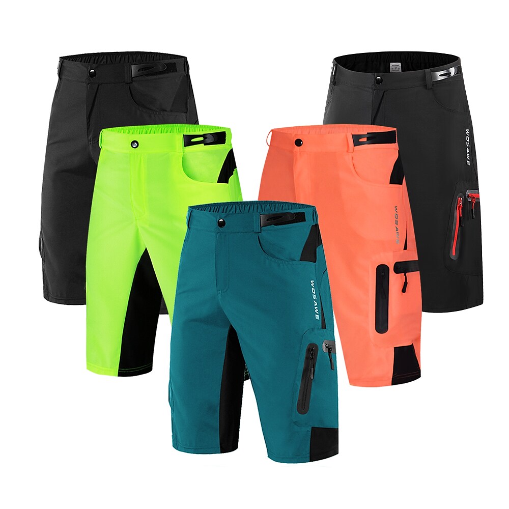 Men's Mountain Bike Shorts with Removable 5D Padded Underwear Cycling MTB Shorts Summer Bike with Zip Pockets Breathable Quick Dry Waterproof Bottoms 