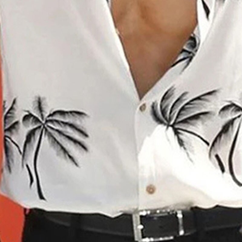 Men's Summer Hawaiian Shirt Button Up Beach Shirt Short Sleeve Tree Tu