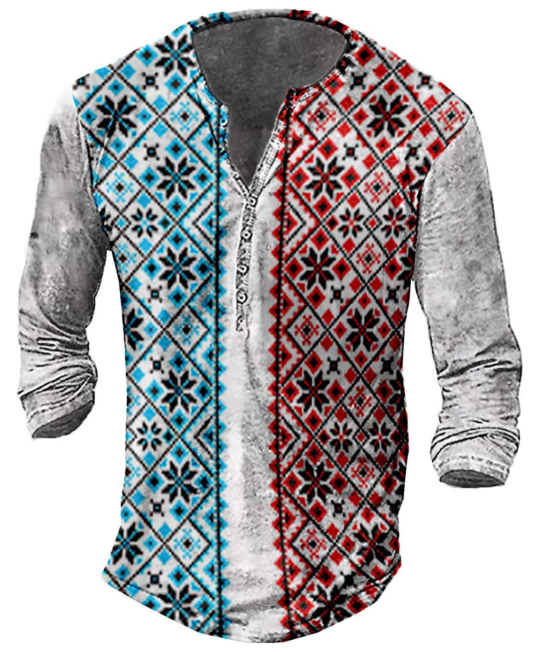 Men's Henley Shirt T shirt  Graphic Tribal Vintage Henley  Street Casual Long Sleeve Button-Down Print Ethnic Style Casual Top