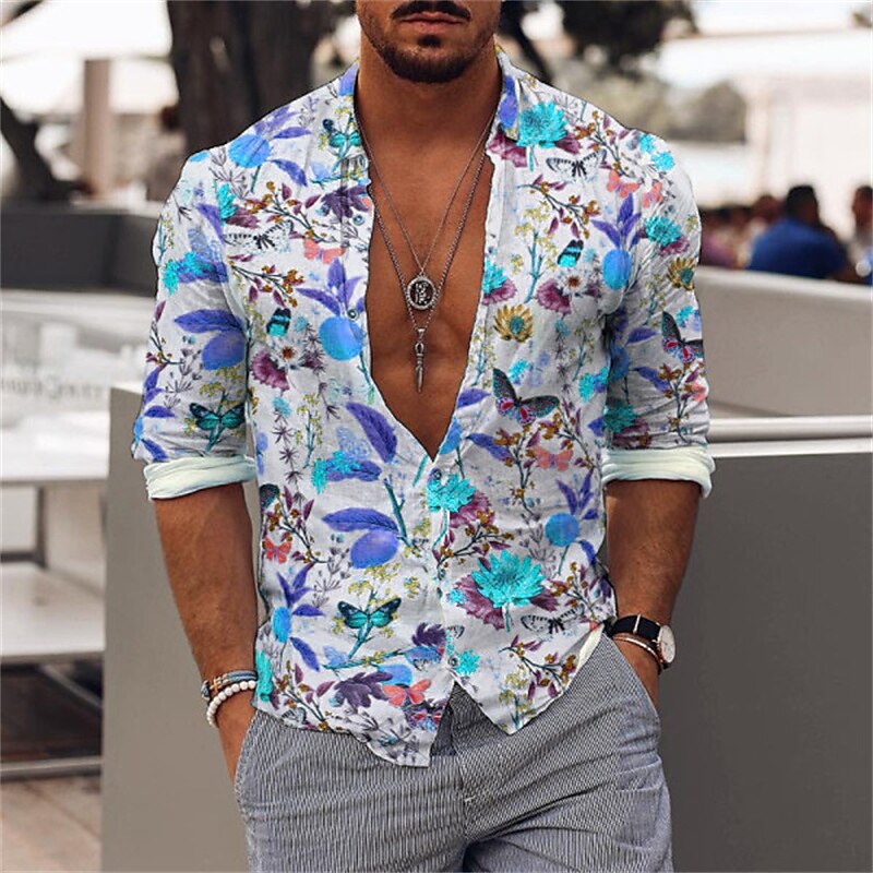 Men's Shirt Graphic Shirt Aloha Shirt Floral Turndown Casual Daily Long Sleeve Button-Down Print Fashion Designer Casual Top