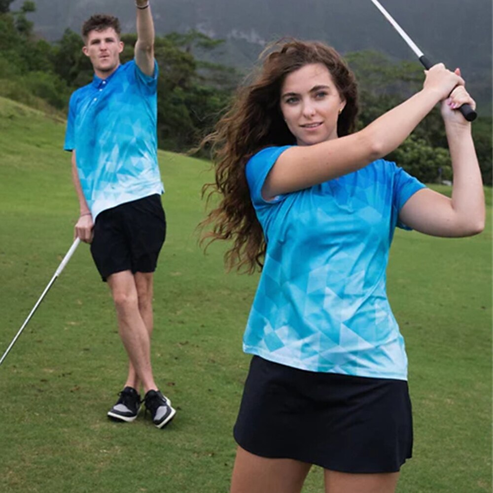 Men's Women's Matching polo Polo Shirt golf apparel Breathable Quick Dry Lightweight Short Sleeve Top Geometry Summer Golf