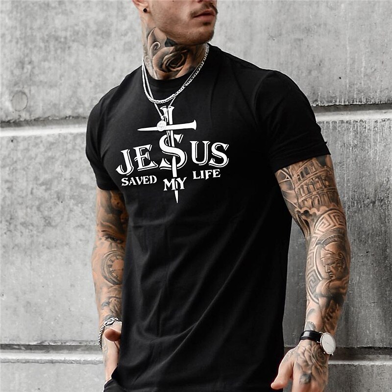 Men's T shirt Casual Style Classic Style Letter Graphic Prints Crew Neck Hot Stamping Street Short Sleeve Print Fashion Casual Top