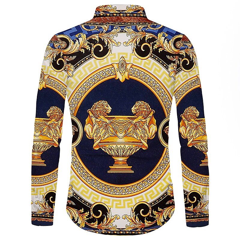 Men's Graphic Shirt 3D Print Outdoor Casual Long Sleeve Button-Down Br