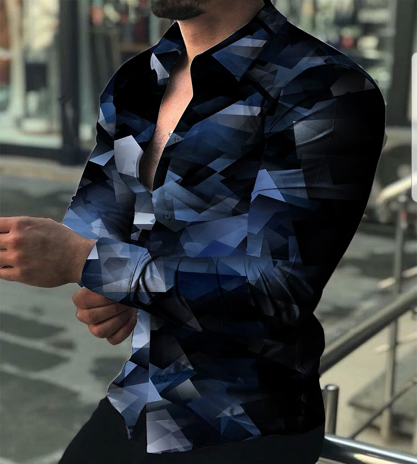 Men's Shirt 3D Print Outdoor Vacation Casual Long Sleeve Button-Down B