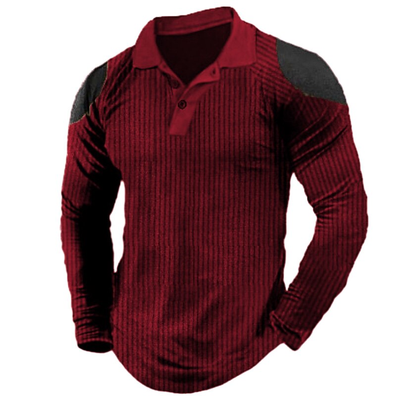 Men's Outdoor Street Vacation Fashion Casual Breathable Light Comfortable Plain Long Sleeve Polo Shirt