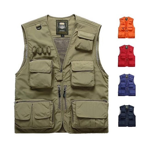 Men's Outdoor Hiking Camping Hunting Climbing Muti-pockets Quick Dry Breathable Mesh Lightweight Solid Color Vest