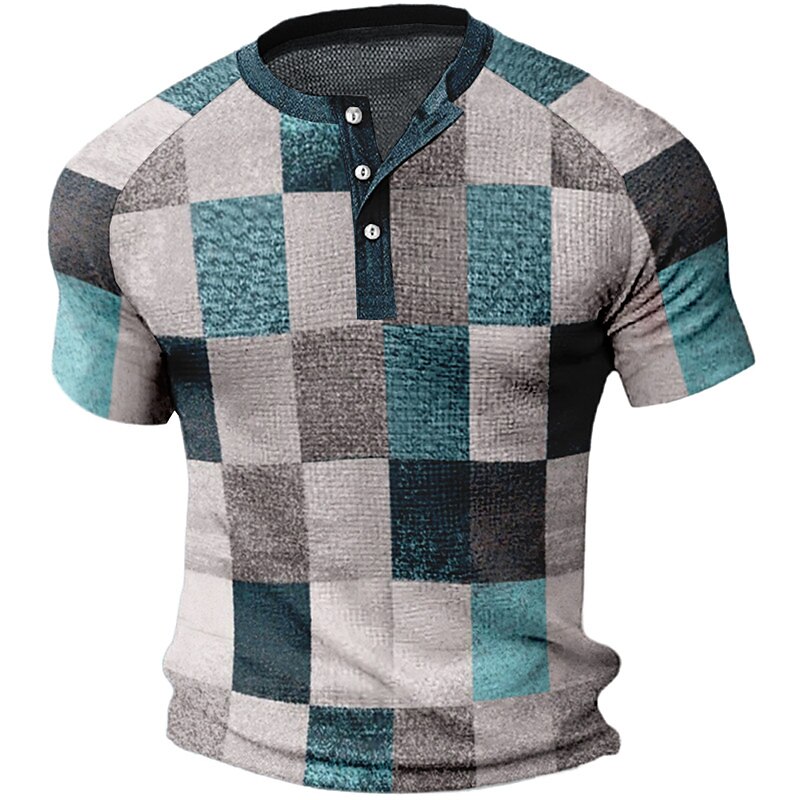 Men's Waffle Outdoor Street Fashion Casual Comfortable Breathable Soft Plain Henley Shirt