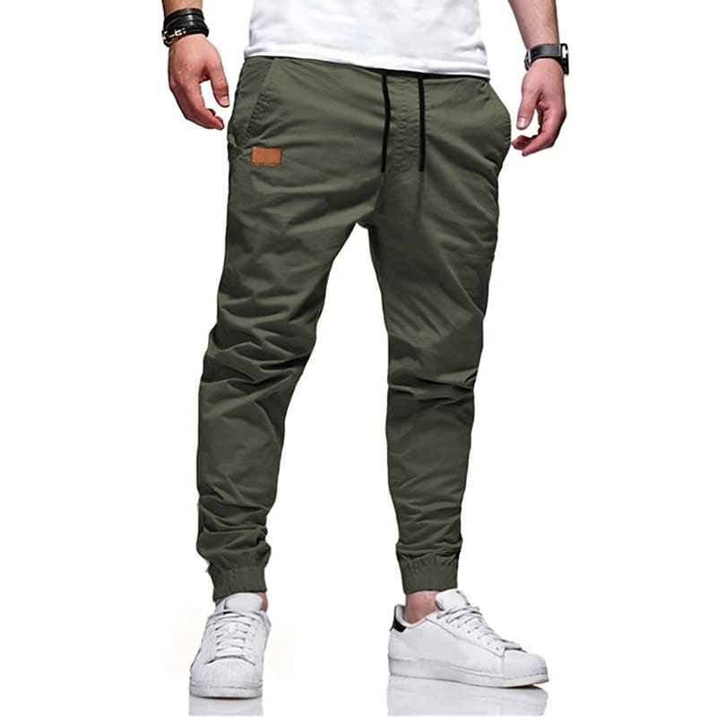 Men's Casual Solid Color With Elastic Waist Drawstring Trousers