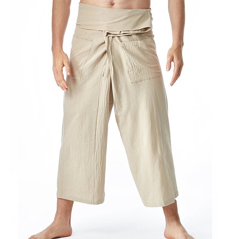 Men's Casual Yoga Fashion Breathable Comfortable Light Soft Pockets Plain Trouser Pants